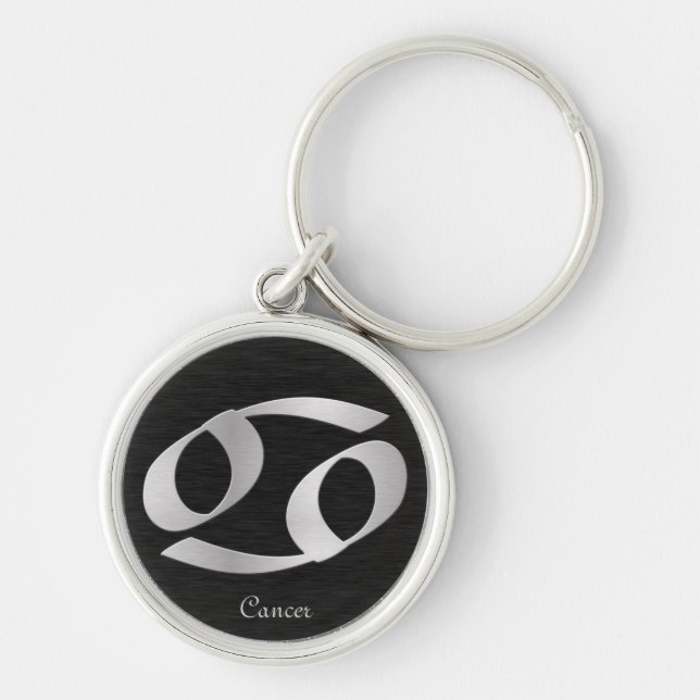 Silver Cancer Zodiac Symbol Keychain (Front)