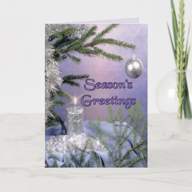 Silver Candle Greetings Holiday Card (Front)