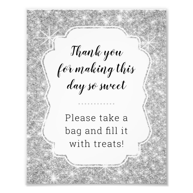 Silver Candy Buffet Baby Shower Sign (Front)