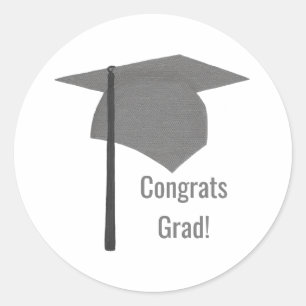 Silver Cap Black Tassel Congrats Grad Graduation Classic Round Sticker