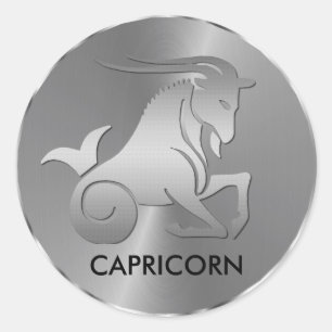 Silver Capricorn the Goat - Zodiac Sign Classic Round Sticker