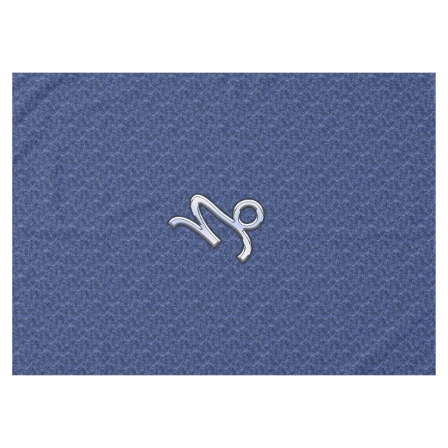 Silver Capricorn Zodiac Symbol Blue Camouflage Tablecloth (Front (Horizontal))