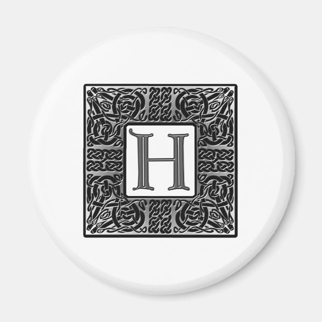 Silver Celtic "H" Monogram Magnet (Front)