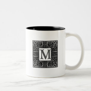 Silver Celtic "M" Monogram Two-Tone Coffee Mug