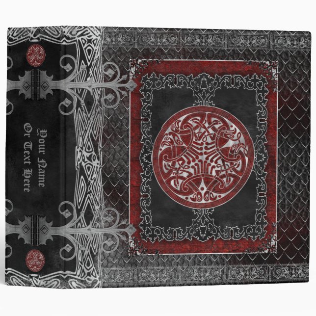 Silver Celtic Medallion Gothic Grimoire Pagan Binder (Front/Spine)