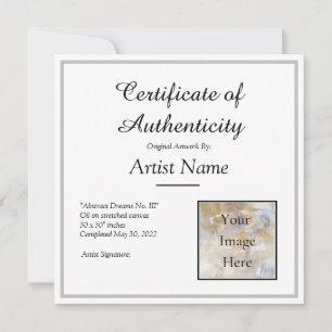 Silver Certificate of Authenticity Art Photo Invitation