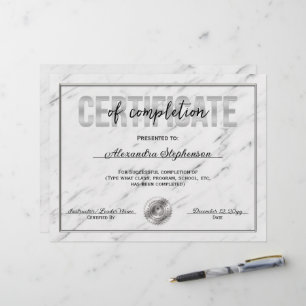 Silver Certificate of Completion Course Award