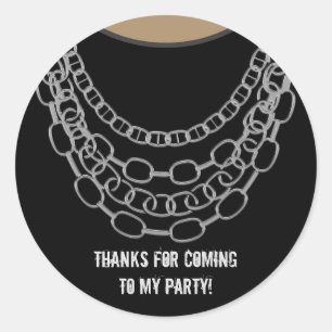 Silver Chains Black Hip Hop Dance Birthday Party Classic Round Sticker