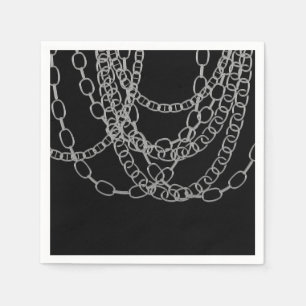 Silver Chains Black Hip Hop Dance Birthday Party Napkin