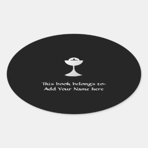 Silver Chalice and Host Oval Sticker