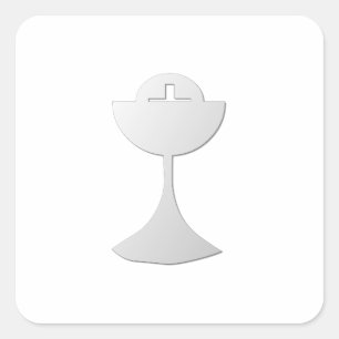 Silver Chalice and Host Square Sticker