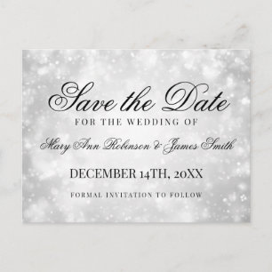 Silver Champagne Bokeh Elegant Save The Date Announcement Postcard