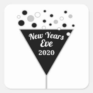Silver Champagne, New Year's Eve Square Sticker