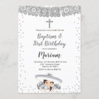 Silver Charra Girl baptism and birthday invitation