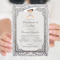 Silver Charro Mexican Tres Anos Boy Invitation