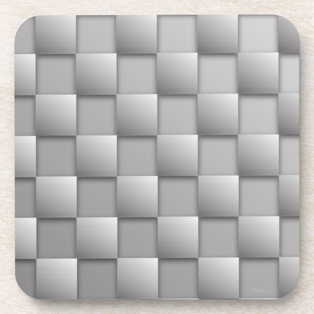 Silver Checkers Beverage Coaster (Front)