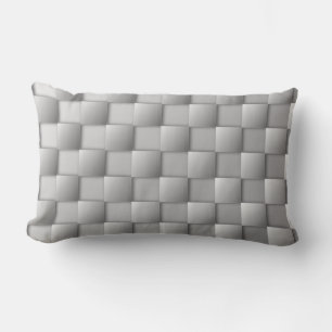 Silver Checkers Lumbar Pillow