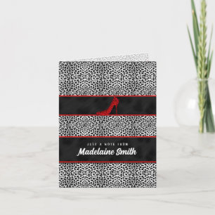 Silver Cheetah Print Personalized Deluxe Card