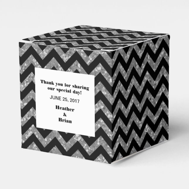 Silver Chevron Glitter Favour Box (Front Side)