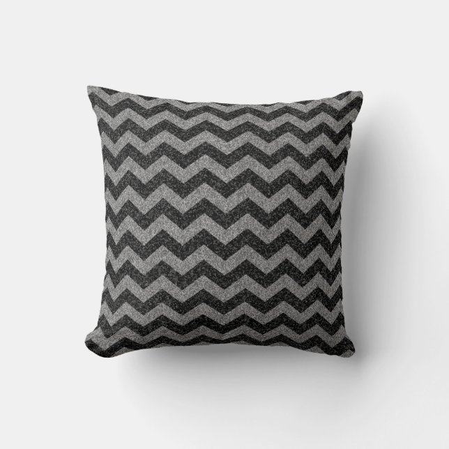 Silver Chevron Sparkly Glitter Throw Pillow (Front)
