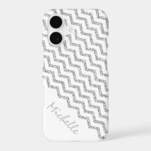 Silver Chevron White Personalized