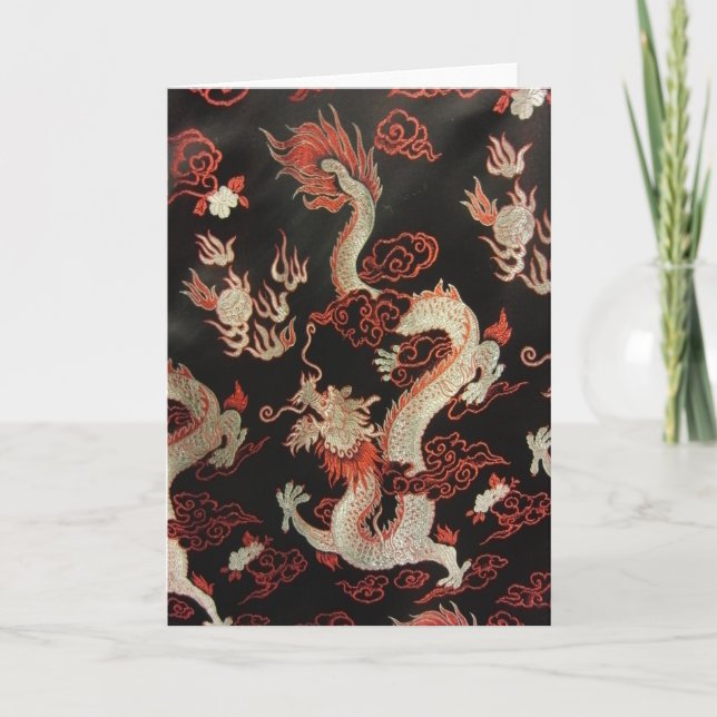 Silver Chinese Dragon Holiday Card (Front)