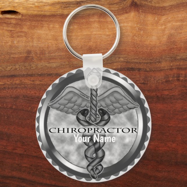 Silver chiropractor  keychain (Front)