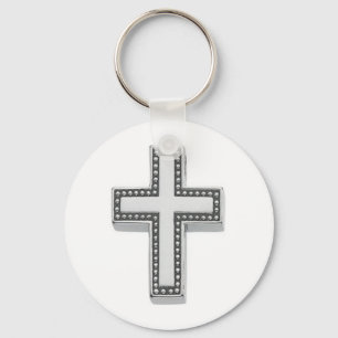 Silver Christian Cross/Easter Keychain