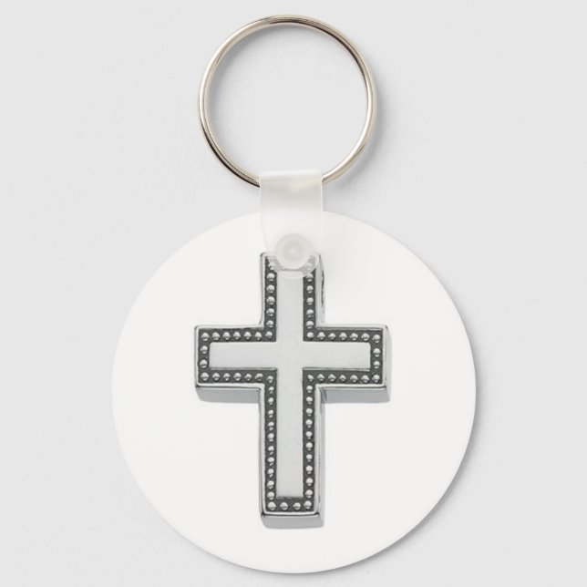 Silver Christian Cross/Easter Keychain (Front)