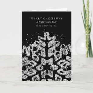 Silver Christmas Glitter Snowflake Corporate  Holiday Card