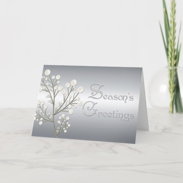 Silver Christmas Greeting Holiday Card (Front)