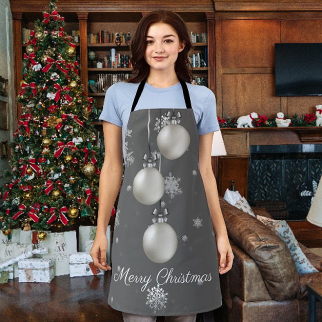 Silver Christmas Ornaments Apron (Silver Christmas Ornaments Apron)