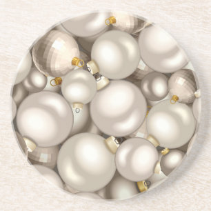 silver christmas ornaments coaster