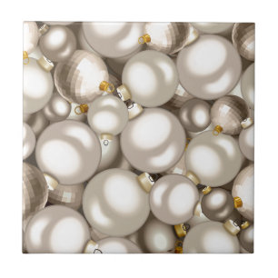 silver christmas ornaments tile