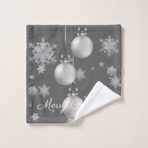 Silver Christmas Ornaments Towel Set