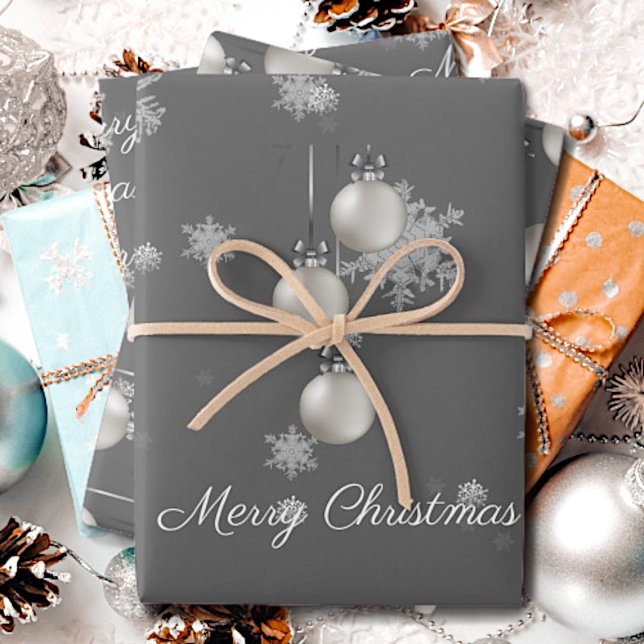 Silver Christmas Ornaments Wrapping Paper Sheets (Silver Christmas Ornaments Wrapping Paper Sheets)
