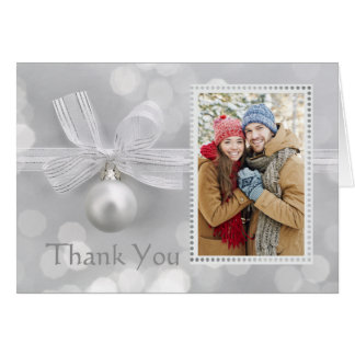 Silver Christmas Photo Wedding Thank You