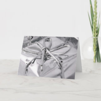 Silver Christmas Present Holiday Card
