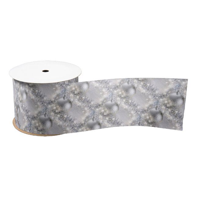 Silver Christmas Satin Ribbon 3" Wide (Spool)