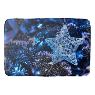 Silver Christmas Star of Bethlehem Ornament Bath Mat