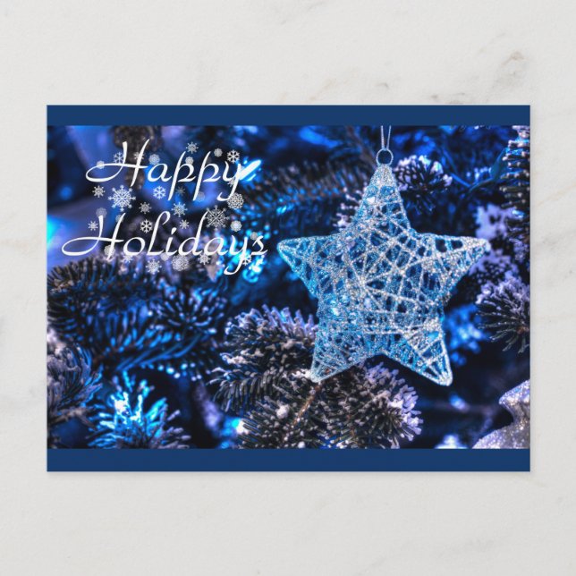 Silver Christmas Star of Bethlehem Ornament Holiday Postcard (Front)