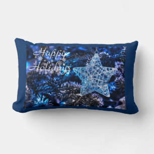Silver Christmas Star of Bethlehem Ornament Lumbar Pillow