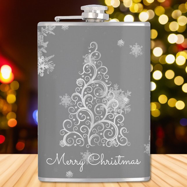 Silver Christmas Tree and Snowflakes Flask (Silver Christmas Tree and Snowflakes Flask)