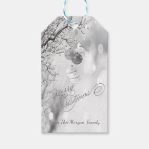 Silver Christmas Tree Branches,Balls -Personalized Gift Tags
