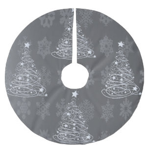 Silver Christmas Tree Modern design Brushed Polyester Tree Skirt