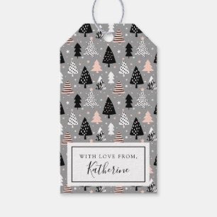 Silver Christmas Tree Pattern Gift Tags