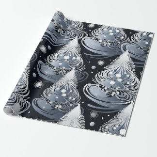 Silver Christmas Tree Wrapping Paper