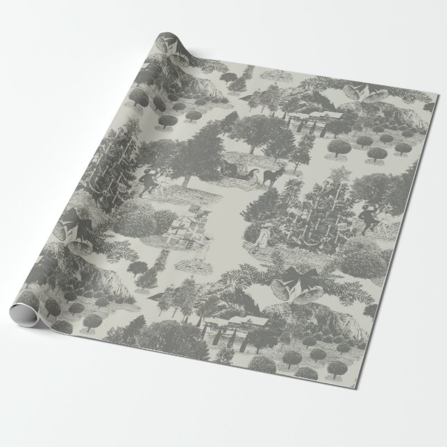 Silver Christmas Winter Wonderland Wrapping Paper (Unrolled)