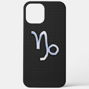 Silver Chrome Capricorn Zodiac Symbol iPhone 12 Pro Max Case