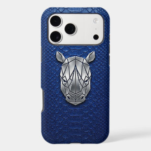 Silver Chrome Geometric Rhino Blue Python iPhone